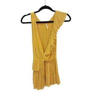 Free People Women's Large Float Away Ruffle Top Mango Knit Tank Size S